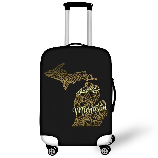 Michigan State Mandala USA America Pretty Gold Luggage Covers