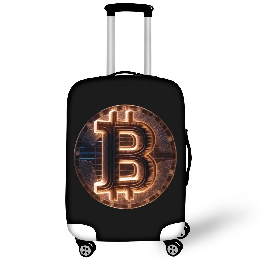 Bitcoin Gold logo Fire futuristic neon light Luggage Covers