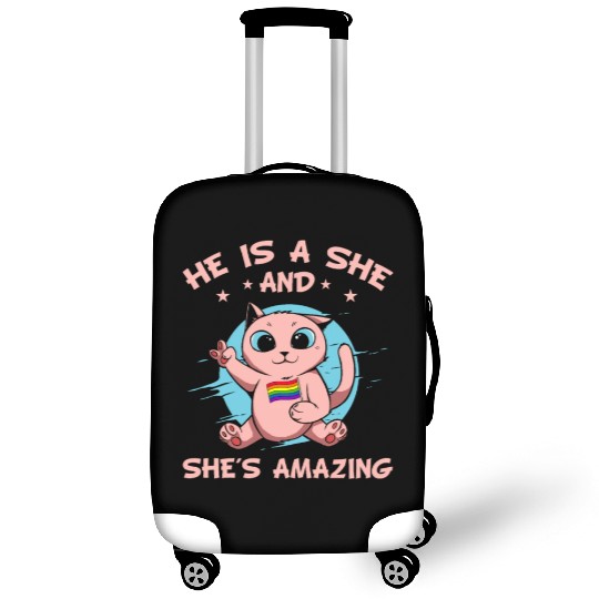 Cute Transgender Cat Kawaii Gay Pride Rainbow Luggage Covers