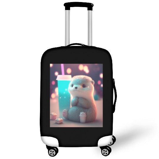 Kawaii Otter Pet Otter Drinking Boba Tea Luggage Covers