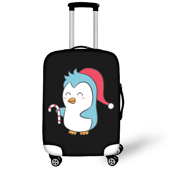 Cute Penguin with Christmas Hat and Candy Cane Luggage Covers