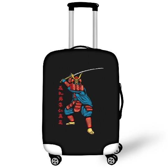 Japanese samurai warrior red writing mask Luggage Covers