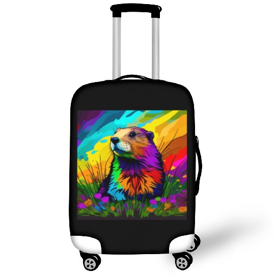multicolor groundhog.groundhog day ,groundhog gift Luggage Covers