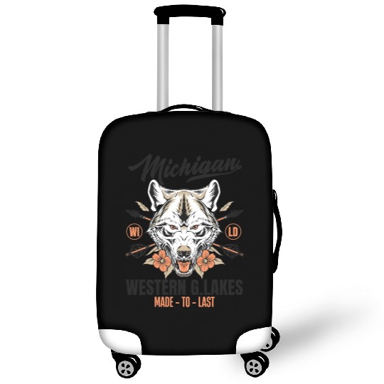 Western great lakes Michigan home of the wolf Luggage Covers