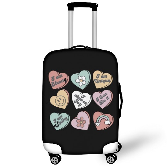 Positive Affirmations Luggage Covers Candy Heart