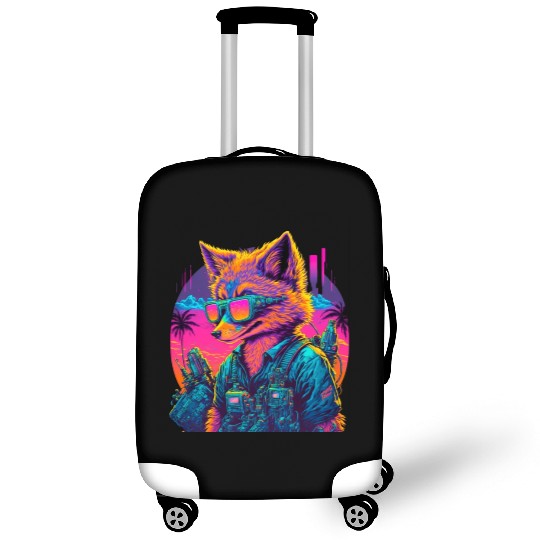 Retro Futuristic Synthwave Fox Luggage Covers