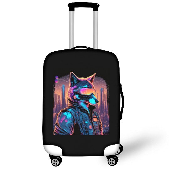 Retro Futuristic Synthwave Fox Luggage Covers