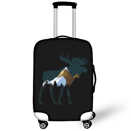 Night Forest Moose Luggage Covers