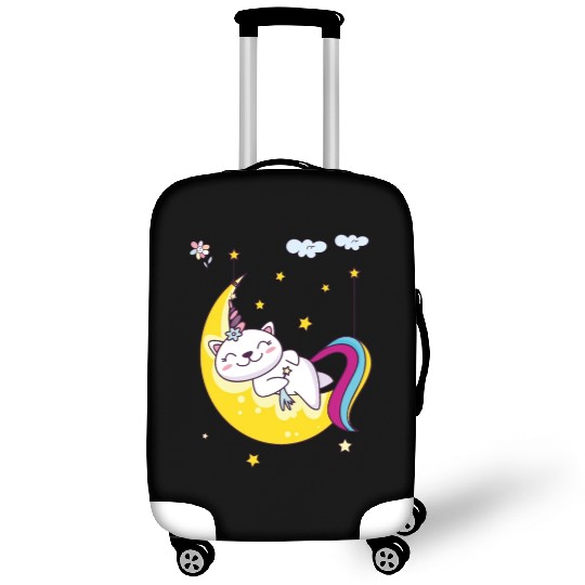 Unicorn pony cat on the moon, magic sleeping time Luggage Covers