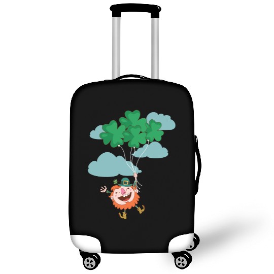 Lerechaun Hanging On Clover Balloons - St Patricks Luggage Covers