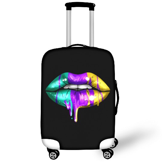Big Lips In Green, Purple And Yellow Golden For Luggage Covers