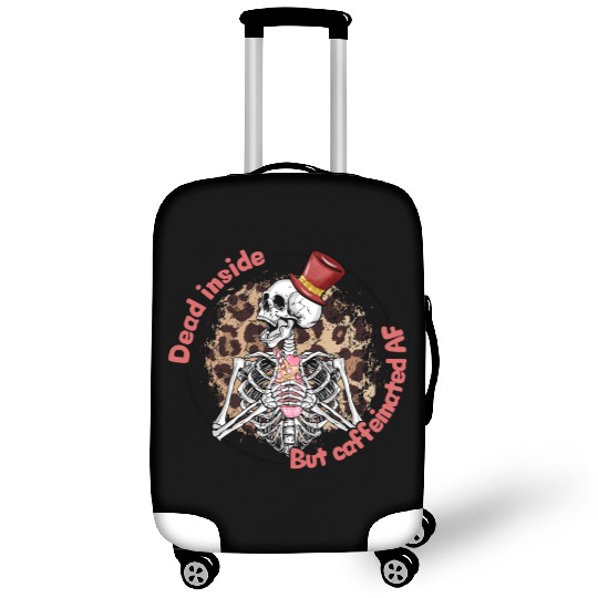 Dead Inside Caffeinated Skeleton Valentine Day Luggage Covers