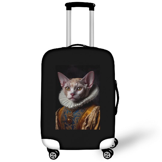 Black Queen Devon Rex Cat Breed Portrait Royal Ren Luggage Covers
