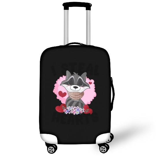 Cute Raccoon Lover Valentines Day Raccoon Hearts Luggage Covers