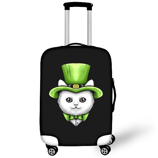 Cute Kawaii Cat With Leprechauns Hat On St Luggage Covers