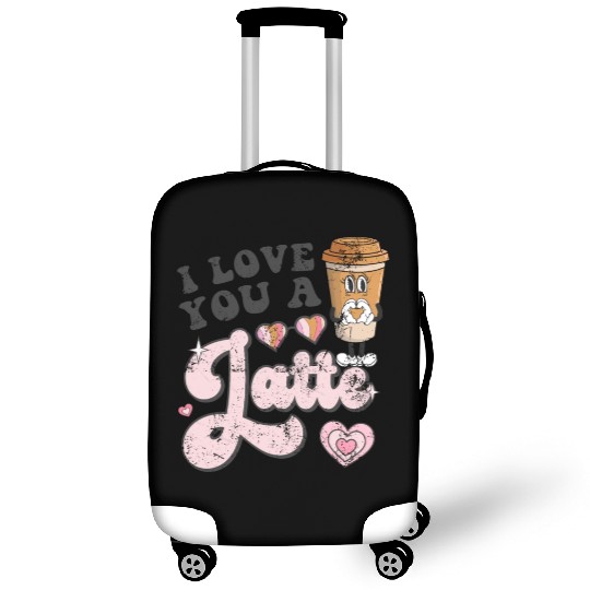 I Love You A Latte Coffee Groovy Valentines Latte Luggage Covers