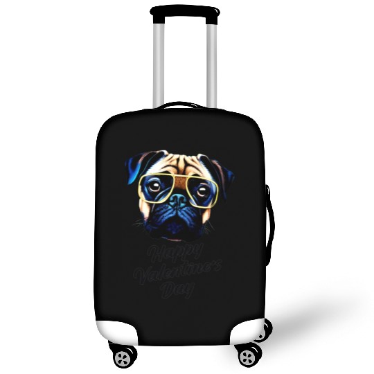 Pug dog eyeglasses happy valentine s day Luggage Covers