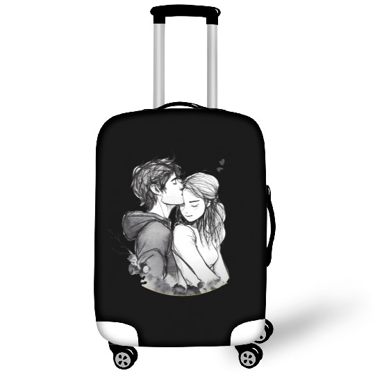 Romantic couple embrace lovingly ink Luggage Covers