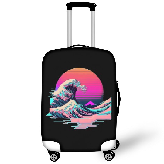 Vaperwave Aesthetic Glitch Great Wave Retrowave Sy Luggage Covers