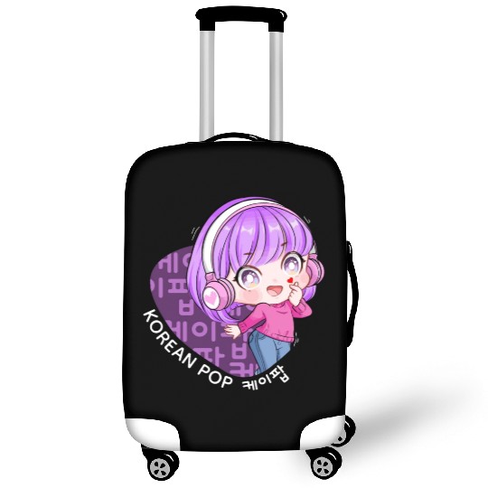 Korean Pop Chibi Finger Heart Anime Girl Kpop Kdra Luggage Covers