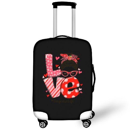 ove Messy Bun Daycare Teacher Valentines Day Luggage Covers