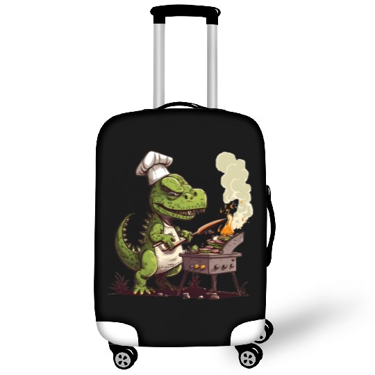 Baby Dinosaur Using A Charcoal Grill Cooking Meat Luggage Covers