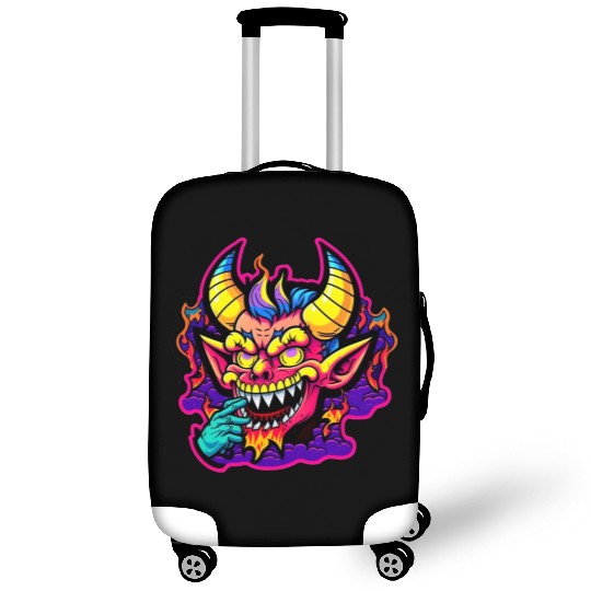 90's Style Neon Cartoon Crazy Devil Luggage Covers