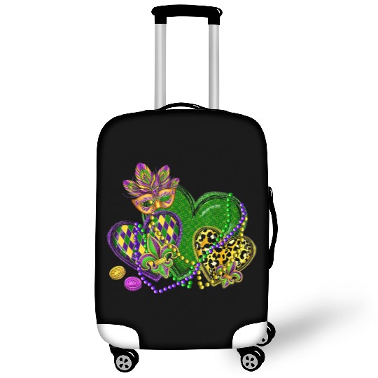 Mardi Gras Hearts Leopard Print Fleur de lis Symbo Luggage Covers