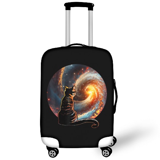 Cat Staring at a Galaxy Cat Dad Cat Lover Luggage Covers