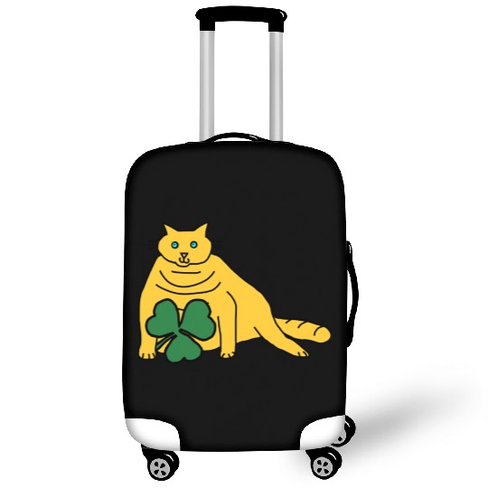 Saint Patricks Day Yellow Chonk Cat with Shamrock Luggage Covers