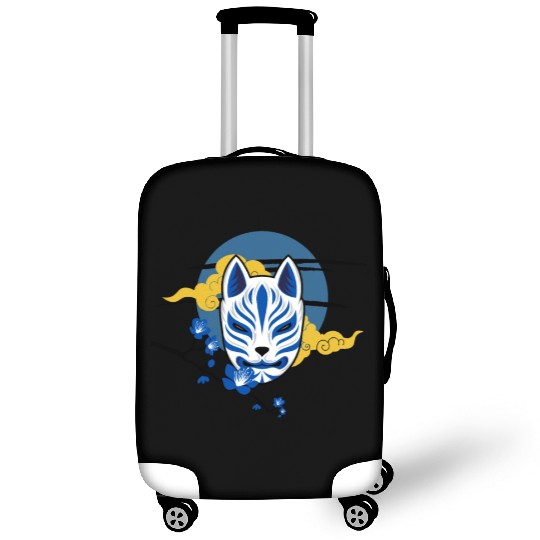 Black and Blue Japanese Kitsune Mask Luggage Covers