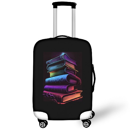 Synthwave Book Stacks Design - Retro Vibes Luggage Covers