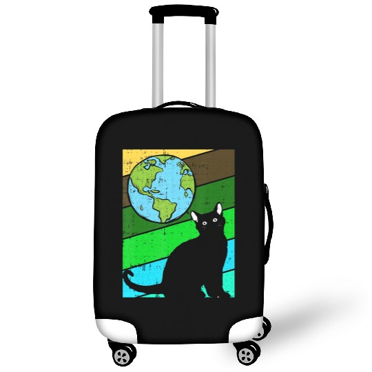 Black Cat Earth Day Retro Kitten Lover Environment Luggage Covers