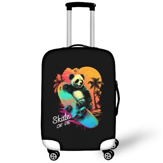 Cool Retro Panda Skateboard Neon Gift Luggage Covers