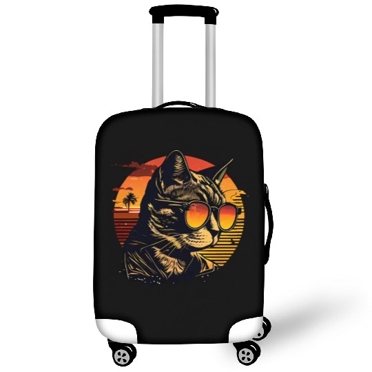 Retro Cat Vintage Sunset 80s 90s Sunglasses Party Luggage Covers