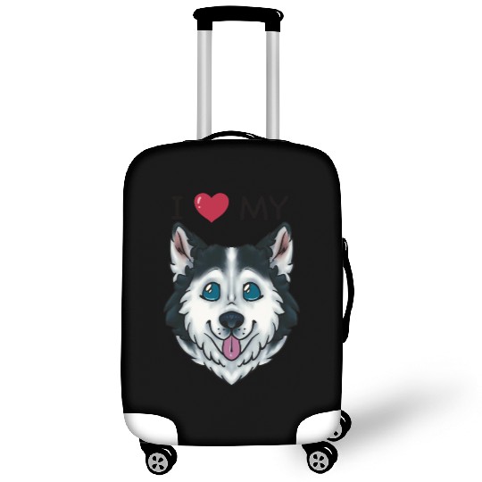 I Love My Husky Luggage Covers