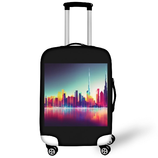 Dubai silhouette skyline abstract art Luggage Covers