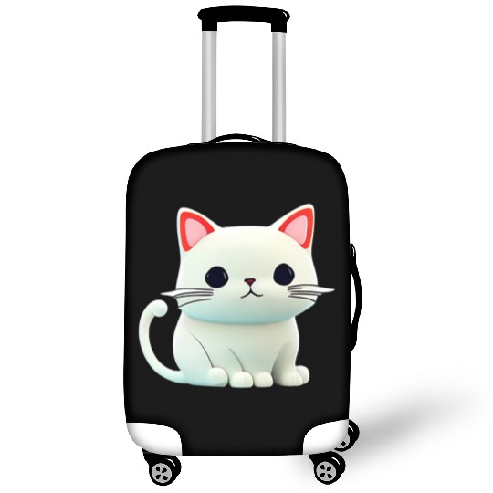 The Feline Fantasy A White Cat Chibi Design Luggage Covers