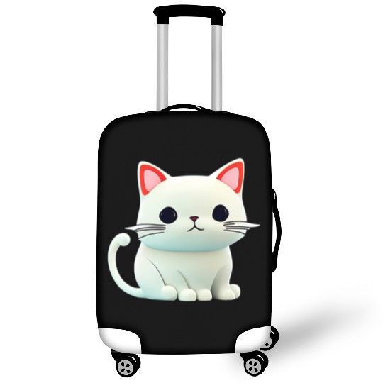 The Feline Fantasy A White Cat Chibi Design Luggage Covers