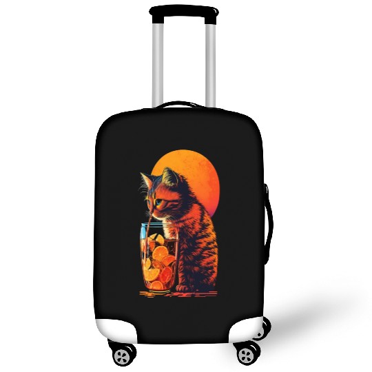 Funny Cat Drinking Cocktail Cat Lover Luggage Covers