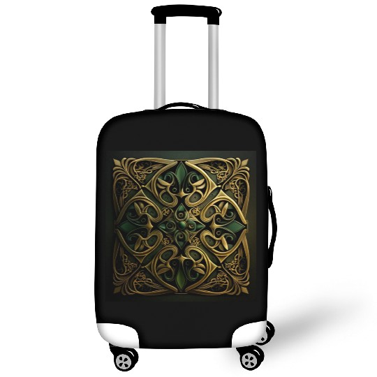 Green Bronze Ornamental Plaid Decoration Pattern Luggage Covers