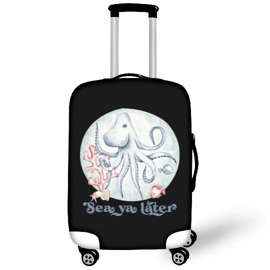 sea ya later octopus near the coral in the sea Luggage Covers