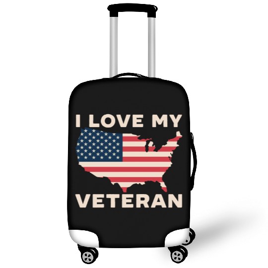 I Love My Veteran USA Flag American Memorial Day Luggage Covers