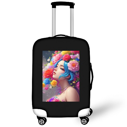 Spring Girl with a bouqet of flowers garland #9 Luggage Covers