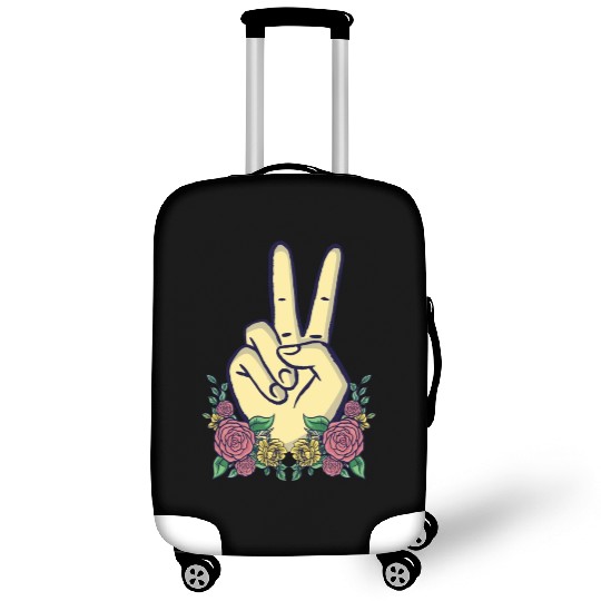 Peace Hand Sign Floral Positive Peace Lover Luggage Covers