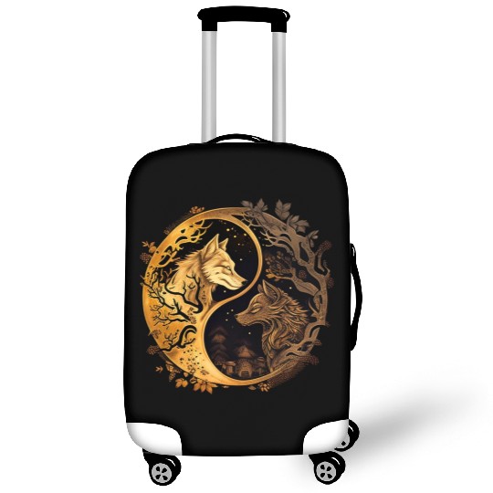 wolf chines yin yang color gold Luggage Covers