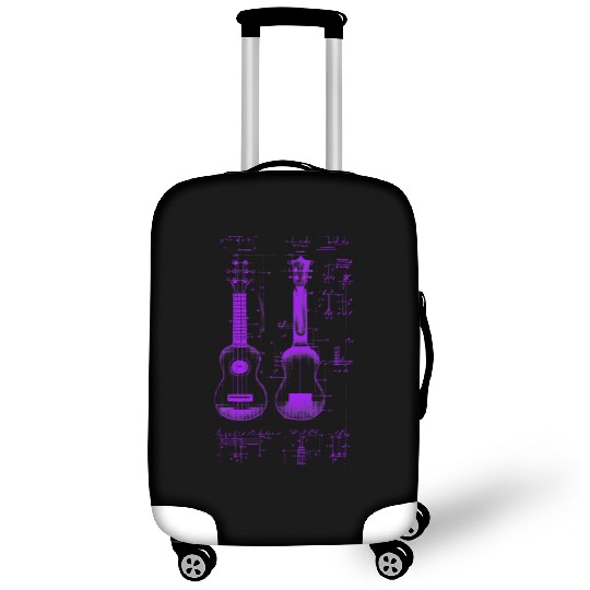 Neon Purple Ukulele Da Vinci Blueprint Luggage Covers