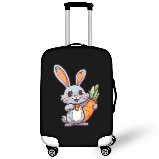 Carrot-Loving Easter Bunny: Cute 2D Design Luggage Covers