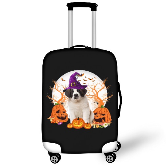 Dog Halloween Saint Bernard Dog Jack O Lantern Luggage Covers
