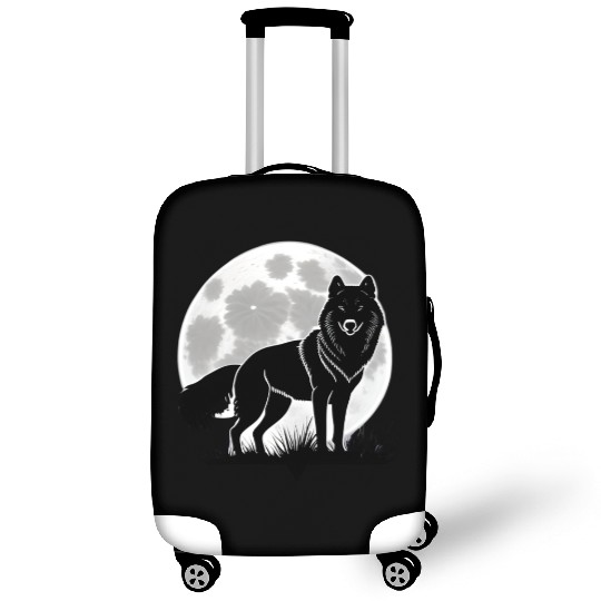 Wolf howling at the moon graphic Luggage Covers